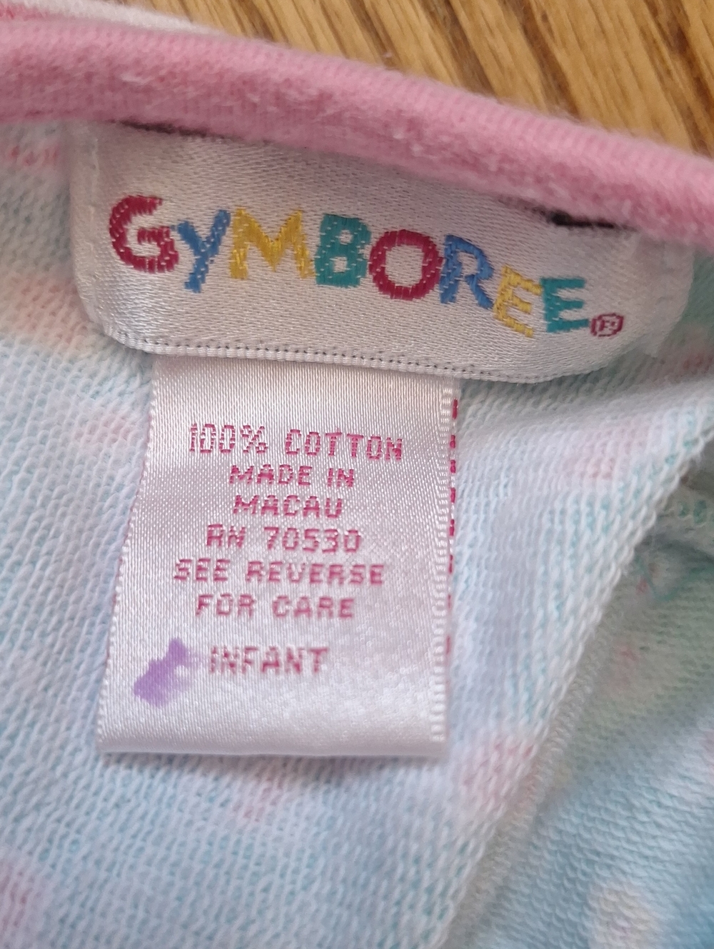 Vintage Gymboree Rainbow Tag Pastel Blue Sleeveless Onesie Infant Pink Flowers - Picture 6 of 7